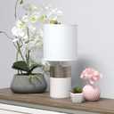 Simple Designs LT1114-OFF Two Toned Split Colors Basics Porcelain Bedside Table Lamp, Silver and Off White