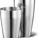 KITESSENSU Cocktail Shaker Set, 2-Piece Boston Shaker Set for Drink Mixing, Premium 18/8 Stainless Steel Martini Shaker for Bartending and Home Bar - 18oz & 28oz, Recipes Booklet Included, Silver (Unweighted)