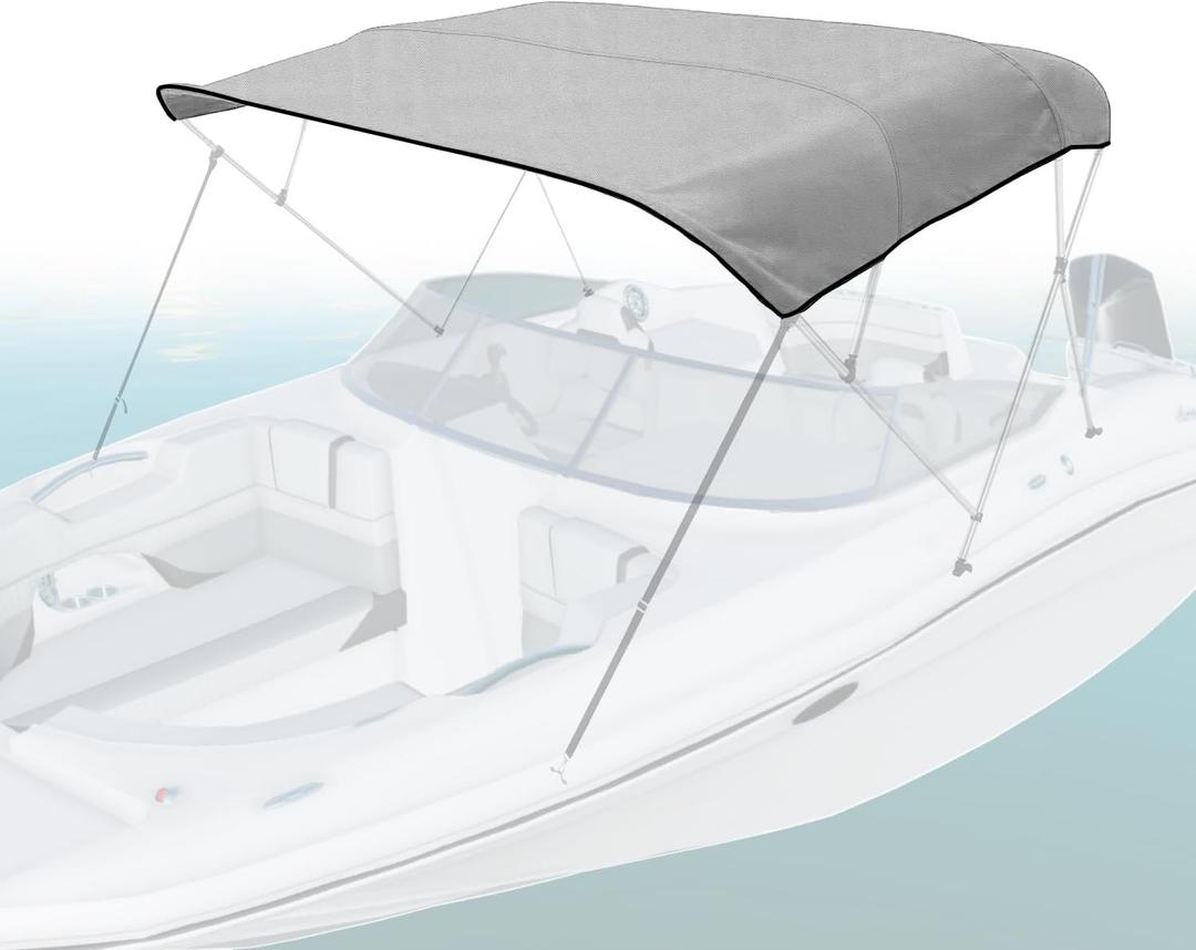 Seal Skin Covers 4 Bow Bimini Top Replacement Cover, Marine Grade 600D Waterproof Canvas Boat Canopy Sun Shade Without Frame,  4 Bow 8' L 91"-96"