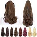 16" Short Straight Claw Clip in Ponytails Hair Extensions Natural Soft Synthetic Hairpiece for Women
