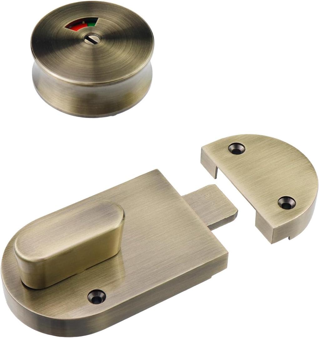 Vacant Occupied Bathroom Lock,Indicator Door Lock Indicating DeadBolt for Bathroom WC Public Restroom Toilet Privacy Bolt Door Lock, Bronze