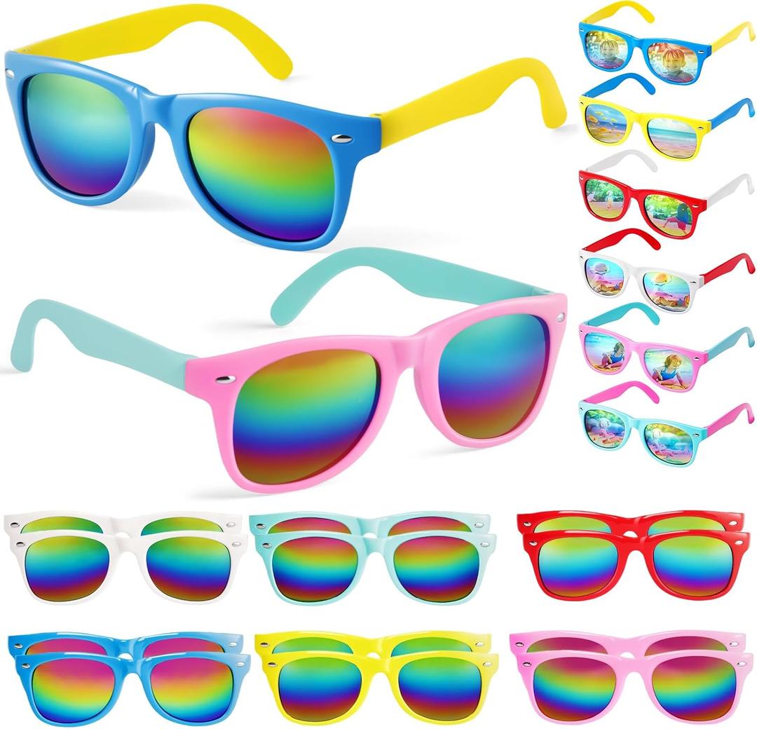 LovesTown 6 Pack Kids Sunglasses Party Favors, Neon Sunglasses with UV400 Protection Multicolor for Outdoor Activities, Goody Bags for kids Birthday, Pool Party