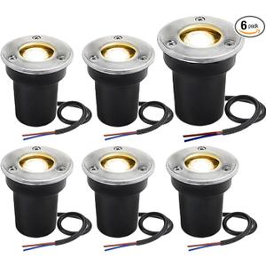 SUNRIVER Low Voltage Landscape Lights,1W Outdoor In-Ground Lights 12V-24V LED Landscape Lighting for Paver, Deck, Step, Garden, IP67 Waterproof (6 Pack Warm White)