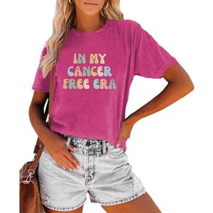 Womens Breast Cancer Shirts Pink Ribbon Cure Breast Cancer Awareness Tshirts Short Sleeve Tops Pink XXL