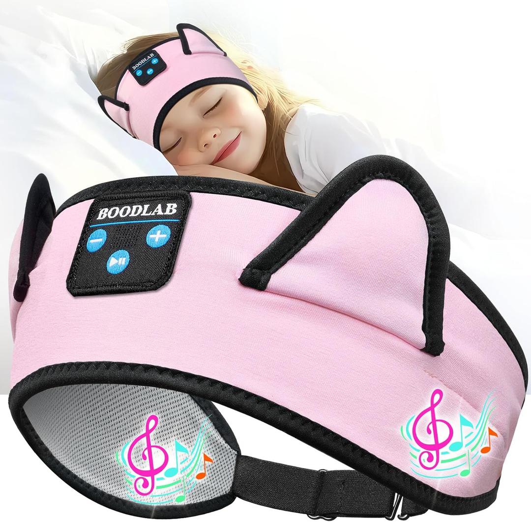 Kids Headphones, Headband for Children Baby & Toddlers, Bluetooth Toddler Headphones Wireless and Wired Playback 3.5 MM Jack for School, Stretchy & Comfy Travel Accessories (Pink)