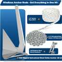 Boat Anchor Kit Galvanized Steel Delta Anchor, HT G4 Short-Link Marine Chain, 3-Strand Nylon Rope, Swivel Connector for Boat Fishing, Sailing 18 20 21 22 23 24 25 26 27 28 32 35 38 FT Boats, Size: 18 lb Galvanized Anchor+1/4"Chain 15'+1/2"Rope200'