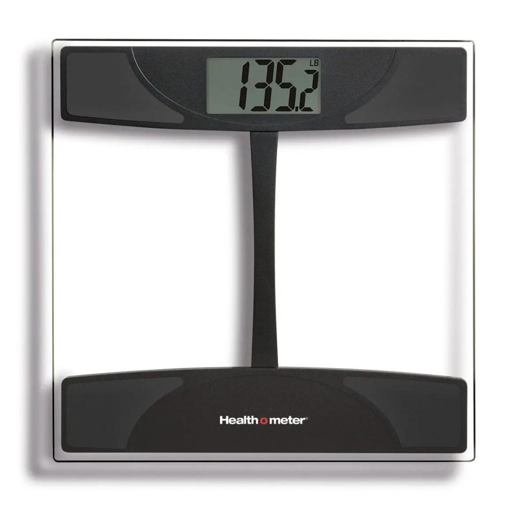 Health o meter Extra Wide Digital Scale – 500 lb Capacity, Accurate, 13.5"x11.8" Platform, Tracks 4 Users, 3.5"x 1.6" LCD, 2 AAA Batteries, Precision Weighing