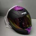 Crown Racing LW600 Full Face Motorcycle Helmet for Adults, DOT FMVSS 218 Certified Street Bike Helmet with Clear Visor, Quick Release Buckle, Removable Washable Liner, Purple, Size-L