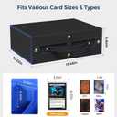 Budding Joy Card Deck Box for MTG with Small Case, 2200+ Commander Trading Card Storage Box with Portable Handle, Magnetic Deck Case Fits for Top Loader TCG, PTCG, Sports, Magic Cards, Black Blue (4 Rows)
