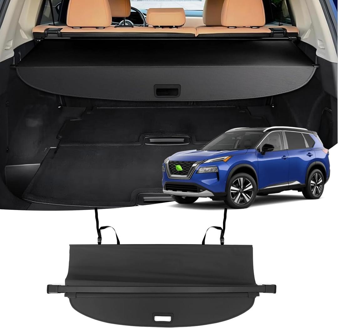 Powerty Cargo Cover for Nissan Rogue 2026 2021-2025 Platinum S SL SV, Trunk Cover Retractable Trunk Shielding Shade Rogue Accessories Cargo Luggage Cover No Gap(Not for Rogue Sport/Select)