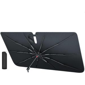 REEVAA Car Windshield Sun Shade Umbrella [Upgrade Sun Protection & Keep Cool] Protect Interior, 360 Flex Handle Sun Shield Sunshade, Small for Compact Cars