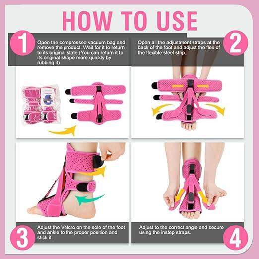 ANSUSIC Plantar Fasciitis Night Splint-Adjustable Planter Facetious Relief Brace,Plantar Fasciitis Straps Day Night(Pink-2PC)