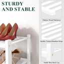 Smiry Small Bamboo Shoe Rack, 5 Tier Free Standing Wooden Shoe Organizer, Stackable Wood Shoe Storage Shelf for Closet, Entryway, 12 Vertical Slats, 2+2+1 Stack Standard Legs, 17.3"x11"x32.5", White