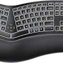 ProtoArc Backlit Bluetooth Ergonomic Keyboard, EK01 Plus Full Size Wireless Split Keyboard with Dual Bluetooth and USB, Cushioned Wrist Rest, Rechargeable, Compatible with Windows/Mac/Android, Black
