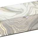 Glass Jewelry Box for Women, Girls Velvet Lined Jewelry Organizer Storage Case for Earrings, Rings, Bracelets, Perfect Birthday, Wedding & Christmas Gift (White Marble Pattern) (White Gold Small)