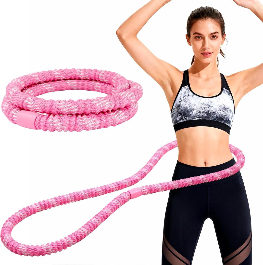 Weighted Exercise Hoop, Adult Soft Tube Weighted Hoop, 3.3LB Foldable Soft Tube Hoop, no Pinch, no Waist Injury. (Pink)