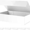 PACKHOME Mother's Day 6 Extra Large Gift Boxes 17.5x11.3x4.3 Inches, Sturdy Shirt Boxes with Magnetic Lids for Clothes and Large Gifts (Glossy White), 1 Count