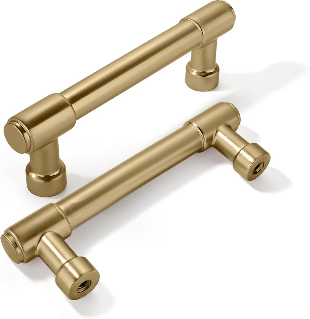 khtumeware 10 Pack 3 Inch(76mm) Champagne Bronze Kitchen Cabinet Handles Warm Brass Cabinet Pulls Gold Kitchen Cabinet Hardware for Cupboard Drawer Pulls Dresser Handle
