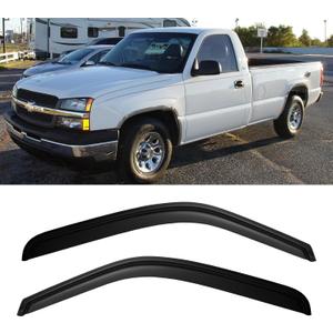 Window Rain Guards for 1999-2007 Sierra/Silverado 1500/2500/3500, Window Vent Wind Visors Shade Deflector 2000 2001 2002 2003 2004 2005 2006 Dark Smoke Sun/Rain Guard, Tape-On, 2PCS (1999-2007 Silverado/Sierra Regular Cab)