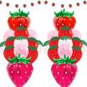 Strawberry party decoration balloon 4D Strawberry foil balloon Strawberry latex balloon Strawberry banner for Sweet Girl Berry First Themed Birthday Party Supplies 26pcs, 14*28 inches, 12 inches