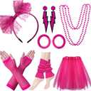80s Costumes for Women, 80s Accessories Set with Fishnet Gloves Leg Warmers, Tutu Skirts for 1980s Theme Party Outfits