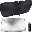 LECART Windshield Sun Shade Umbrella for Car, Foldable Front Window Sunshade Cover, 360 Bendable Handle Heat Insulation Protection Universal for Car Truck SUV Sedan (55x32 Inches)