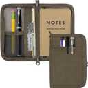 Journal Cover for Field Notes & Moleskine Cahier with YKK Zipper, 3.5"x5.5" Waxed Canvas Notebook Cover with Pen Holder, Water Resistant Travel Planner Cover for Daily Use (Olive Brown)