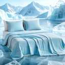 Tokokimo Cooling Comforter Set King Size with 2 Pillowcases, Cooling Blanket for Hot Sleepers and Night Sweats, Blue Silk Smooth & Lightweight Blanket for Summer, 104x90 Inches, Soft Bedding Set