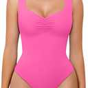 Avidlove Bodysuits for Women Sweetheart Neck Ruched Body Suit Seamless Double Lined Tank Top Slimming (Large, Rose Red)