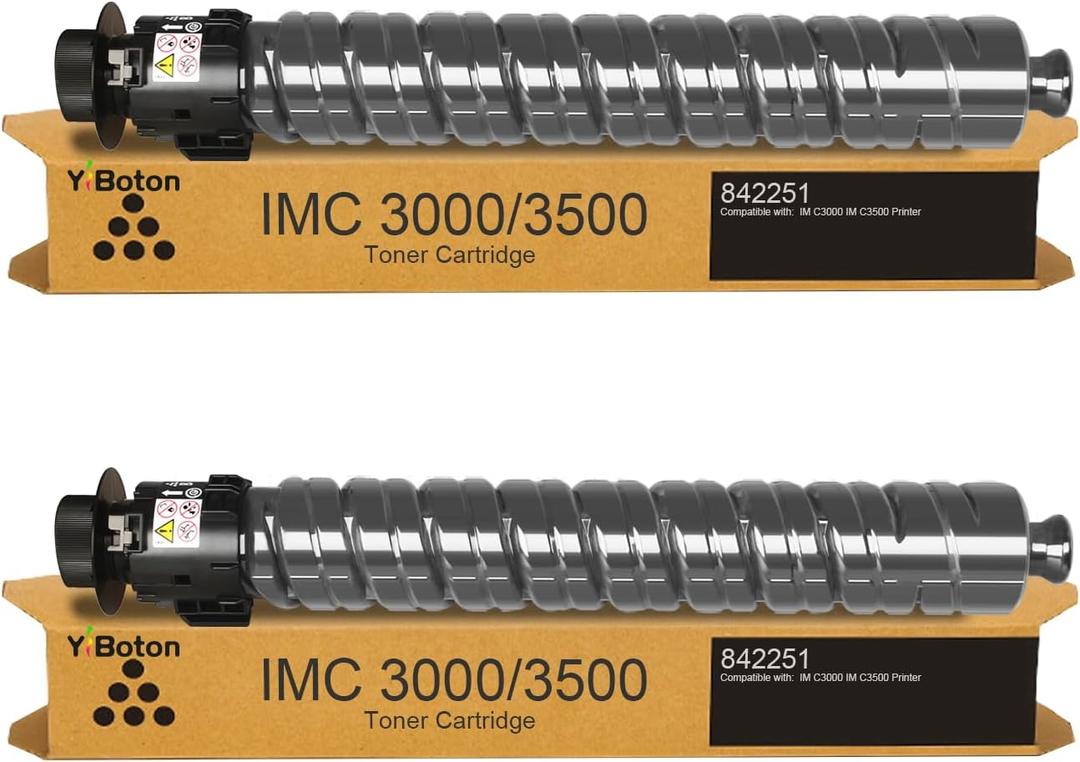 2-Pack IMC3000 IMC3500 Black Toner Cartridge 842251 with Chip Compatible for Ricoh IM C3000 IM C3500 Printer(31,200 Pages)