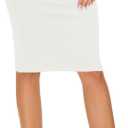 Women's High Waist Bodycon Pencil Skirt Stretchy Knee Length Midi Skirts for Busines Casual (X-Large, White)