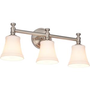 Bathroom Vanity Light Fixtures, Traditional Brushed Nickel 3 Lights Wall Sconce Lighting with Opal Glass Shade, Porch Wall Mount Light Fixture for Bathroom, Mirror Cabinets Hallway Stairs