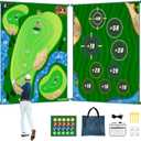 Golf Chipping Game Mat, Double Sided Golf Hitting Mat,6x5 FT Golf Practice Mat Outdoor Indoor Golf Games for Adults, Score Sticky Playing Golf Balls for Home Backyard Garage Game(No Club)