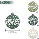 AMS 24 PCS Christmas Hanging Ornaments Wood Slices Set 2.8" Wooden Decorations for Xmas
