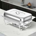 Chafing Dishes for Buffet, 8 Qt High Grade Chafing Dish Buffet Set, Rolled-Edge Design Food Warmers for Parties, Buffet, Wedding, Birthday, Camping 4 Pack 4 Pans [Silver]