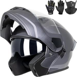 Modular Flip up Motorcycle Helmets for Men Women, DOT Approved, Medium
