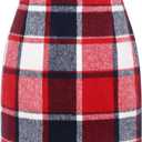 IDEALSANXUN Womens High Waist Plaid Skirt Bodycon Pencil Wool Mini Skirts (Large)