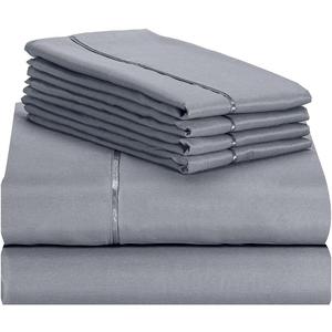 Lexington Elegance 18 inch Deep Pockets 6 Piece Bed Sheet Sets Wrinkle Free (Light Grey, Queen)