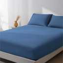 ZonLi Cooling Fitted Sheets,100% Rayon Derived from Bamboo Cooling Fitted Sheet Queen Size for Hot Sleeper, Deep Pocket Up to 21", Soft Bed Sheets, Hotel Silky Bedding Set,Blue Ashes