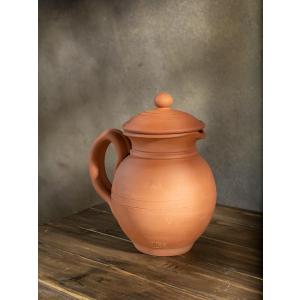 Village Decor Handmade Clay Water Jug - Natural Nontoxic Unglazed Carafe | 50 oz Capacity For Healthy Drinking Experience