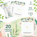 Yinder 145 Pcs Baby Shower Games Activities Cards with 20 Pencils Includes Baby Bingo Description and Wishes Guess Who Price is Right Word Scramble Game(Green Leaves)