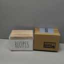 Dahey Wooden Recipe Box White Recipe Organizer with 100 Recipe Cards and 6 Dividers, Recipe Card Holder Box Set with Lid and Slots to Write in Your Own Recipes for Cooking Lover Kitchen, 6.9''x4.3''
