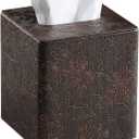 Square Tissue Box Cover, Stylish Leather Tissue Box Holder with Magnetic Bottom, Used As A Decorative Tissue Holder for Living Rooms, Bedrooms, and Desks (Brown Grape Pattern)