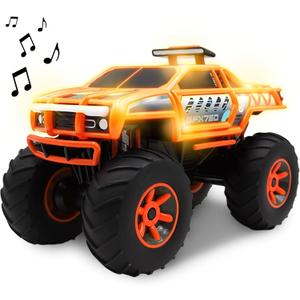 Monster Truck with Lights & Sounds, Motorized Orange Truck for Boys, Girls, Toddlers 3+