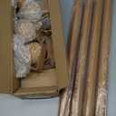 QDWIS 2 Pack Wood Curtain Rods for Windows, 1'' Diameter Drapery Rods with Imitation Wood Grain Leaf Pattern Finials, Boho Adjustable Heavy Duty Curtain Rods Set, 18-45'', Color:Natural Wood