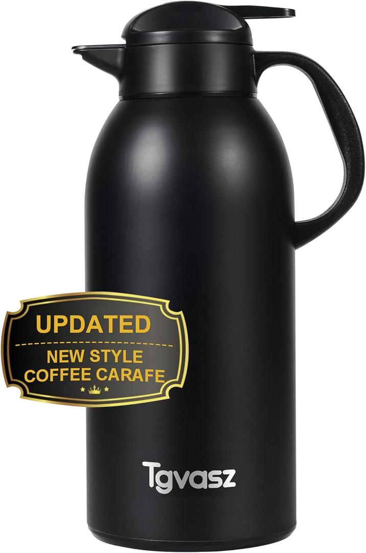 Large and Heavy Thermal Coffee Carafe 102 oz,Fullness Water is 7.3 LB - 18 Hours Hot, Insulated Carafe for Hot Liquids, Insulated Coffee Carafes For Keeping Hot for Parties -Tea Carafe Flask(black) (101.4 Ounces)