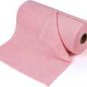 wuyaoyao 50PCS Microfiber Cleaning Cloth Roll, 10"10" Tear Away Microfiber Towels, Reusable Washable Cloth Paper Towels, Multi-Purpose Cleaning Rags for Car Home Kitchen Garage Shop (Pink)