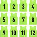 Numbered Soccer Pinnies Scrimmage Vest Soccer Bibs Sports Pennies Team Training Practice Vest for Adult Youth(12 pcs) (Medium, Neon Green)