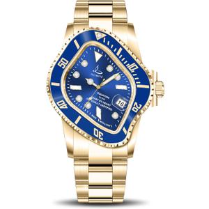 ILLIMITE Melting Automatic Watches for Men Japanese Miyota 8215 Self-Winding Mechanical Movement Women Watch Waterproof Stainless Steel Art Surrealist Wrist Watches (Gold-Blue)