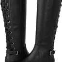GLOBALWIN Women's Quilted Knee High Fashion Boots Strappy Boots For Women, size 